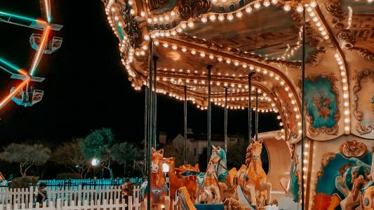 A traditional fairground merry go round